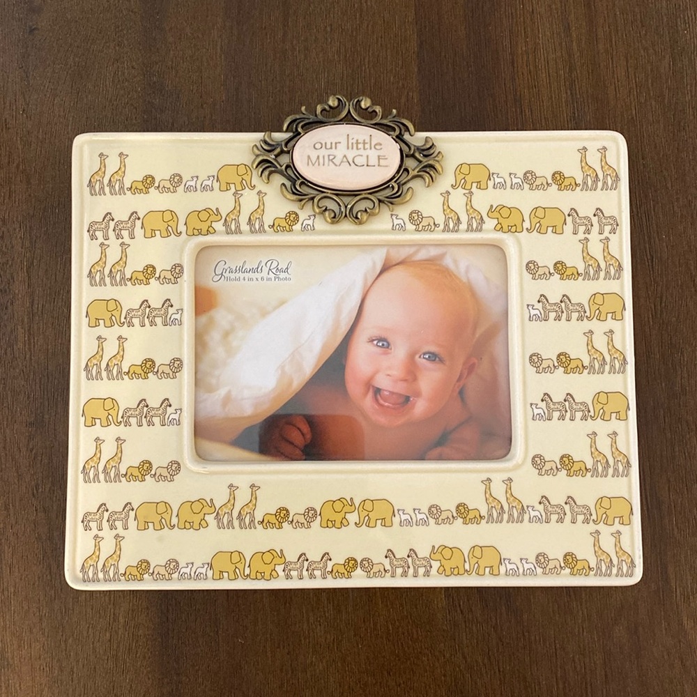 Grasslands Road Ceramic ‘Our Little Miracle’ Noah’s Ark Animals Photo Frame